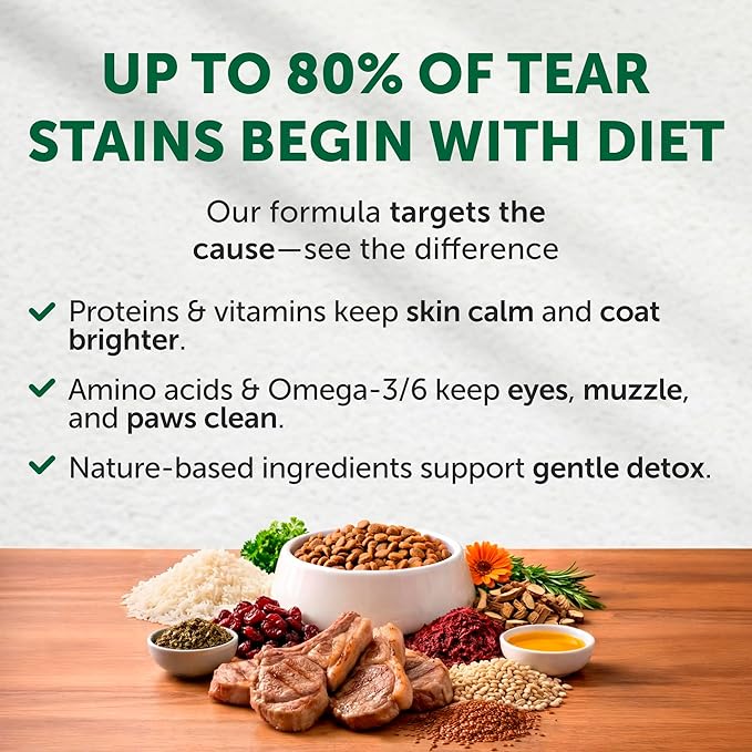 Nature's Protection Dry Dog Food for Small Breed - High Protein Tear Stain Diet for White & Light Fur Adult Dogs - Small Bites Kibble (Superior Care - Lamb and Rice, 3.3 lb)