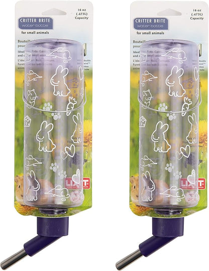 Lixit Standard Cage Water Bottles for Rabbits, Ferrets, Guinea Pigs, Hamsters, Rats, Mice and Other Small Animal's (16 Ounce, Clear Pack of 2)