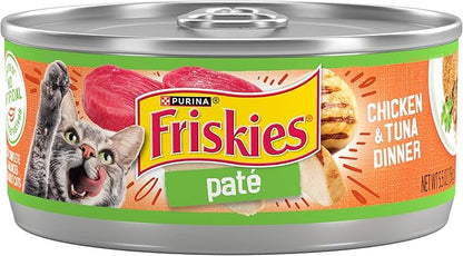 Purina Friskies Wet Cat Food Pate, Chicken and Tuna Dinner - (Pack of 24) 5.5 oz. Cans