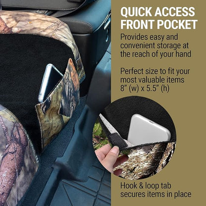Season Guard Mossy Oak Camo Car Seat Cover Towel Protector; Great for After Gym Workouts, Dogs, Kids, and Outdoor Activities; Universal Fit for Cars SUVs MiniVans Trucks, EZ fit, Non Slip Grip, 2pc