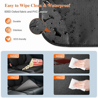 Car Seat Protector, Carseat Seat Protectors with Thick Padding and Upgraded Non-Slip Backing, Waterproof Seat Protector under Baby Car Seat, 600D Fabric Car Seat Covers with Storage Pockets for Baby