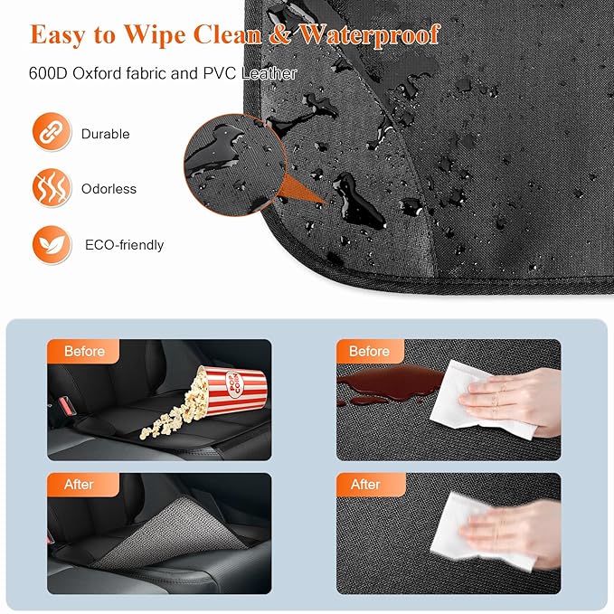 Car Seat Protector for Child Car Seat, 600D Fabric Safe Car Seat Cover with Upgraded Non-Slip Backing, Waterproof Seat Protector Under Baby Car Seat with Thick Padding