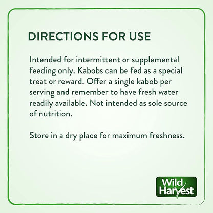 Wild Harvest Fruit Kabobs for All Birds, 6 Count, Made with Real Carrot, Cherry and Cranberry with Edible Skewer, 0.52 Ounce (Pack of 6)