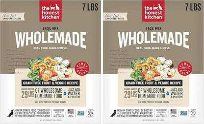 The Honest Kitchen Human Grade Wholemade™ Dehydrated Grain Free Fruit & Veggie Base Mix Dog Food (Just Add Protein),7 lb Box,(Pack of 2)