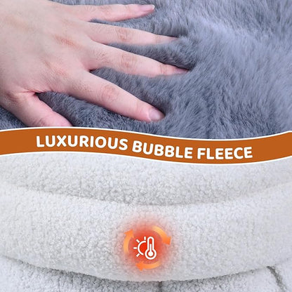 4 in 1 Self Warming Burrow Cat Bed, Pet Hideway Sleeping Cuddle Cave (Style2- Gray)
