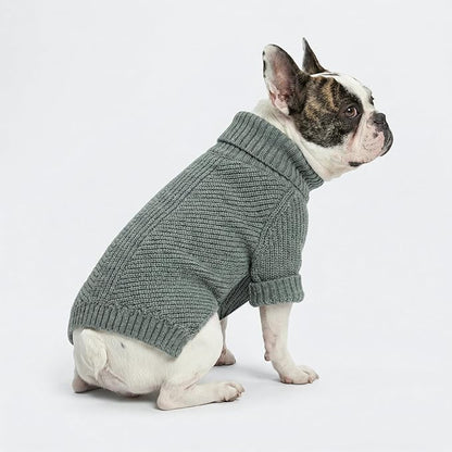 Fitwarm Dog Turtleneck Sweater, Thermal Knitted Pet Coat, Dog Winter Clothes for Small Dogs, Cat Apparel, Heather Grey, XSmall