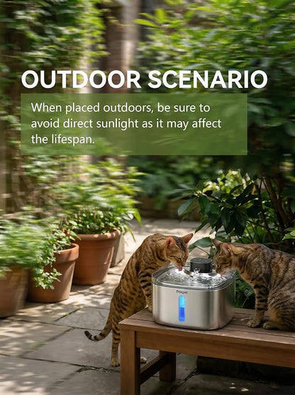 5L Smart Cat Dog Water Fountain, Stainless Wireless Dog Water Bowl | 5L wireless cat dog fountain for small dogs and multi-cat homes, sensor flow, quiet use, 4000mAh battery ,3 filter set