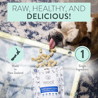 The New Zealand Natural Pet Food Co. WOOF Freeze Dried Dog Topper – Beef Green Tripe, High Protein, Digestive Support, Topper or Treat – 6.3 oz