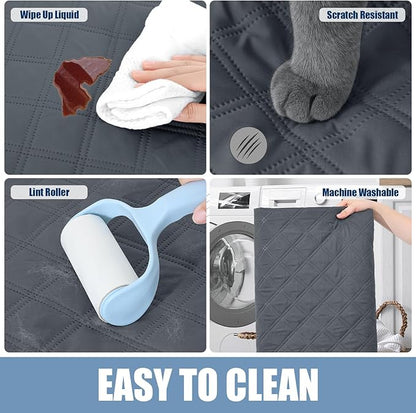 Smiry Waterproof Dog Bed Cover Pet Blanket, Soft Washable Dog Blanket for Furniture Bed Couch Sofa Reversible, Checkered (82"x120", Dark Grey/Black)