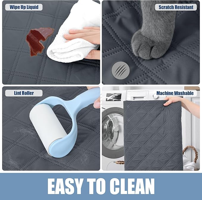 Smiry Waterproof Dog Bed Cover Pet Blanket, Soft Washable Dog Blanket for Furniture Bed Couch Sofa Reversible, Checkered (40"x80", Dark Grey/Beige)
