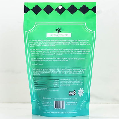 Lord Jameson Daily Greens Soft & Chewy Organic Dog Treats - Digestion Supporting Spinach, Dandelion, & Ginger - No-Bake, Gluten-Free, Preservative-Free, USDA Certified Organic - Made In USA 6 oz
