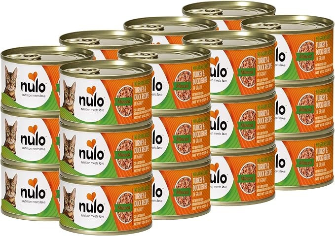 Nulo Canned Wet Cat Food - Minced Turkey & Duck Recipe in Gravy, High Protein Grain-Free Cat Food for Indoor & Outdoor Kittens and Adults, 3oz Cans (24 Pack)