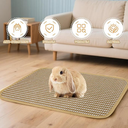 Rabbit Scratching Pad, Sisal Scratching Pad for Bunny, Guinea Pig, Cat. Resting Mats for Cages, Forage Grass Mat Indoor Essentials Accessories (3PCS)
