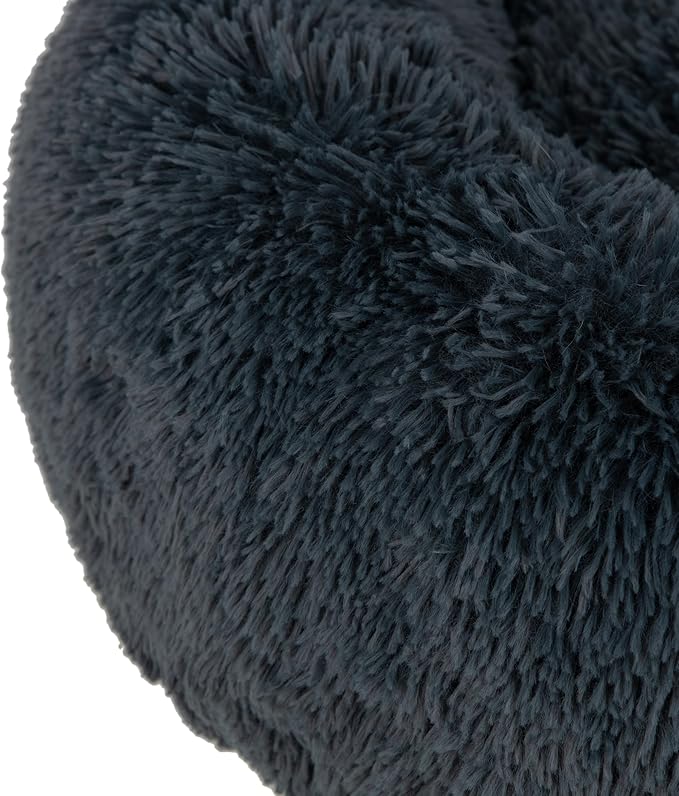 Best Pet Supplies Round Calming Dog Bed for Small, Medium & Large Dogs, Plush Donut Cuddler Pet Bed w/Raised Rim for Head, Neck Support, Anti-Slip Bottom Washable Bed - Gray, 24 x 24 x 7
