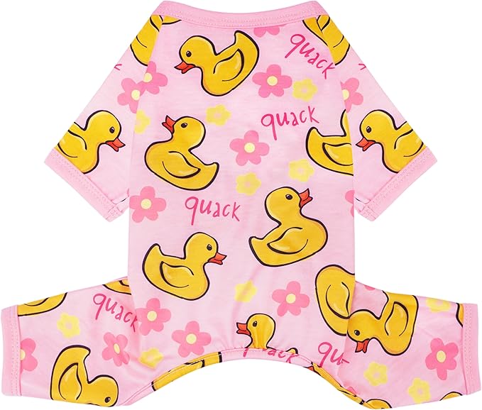 Dog Pajamas Summer Dog Clothes for Small Medium Dogs Boy Girl Doggy Pjs Cute Doggie Onesie Breathable Puppy Clothes Soft Stretchy Cat Pet Outfit (Yellow, Large)