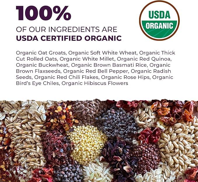Native Nutrition Organic Parrot Food, USDA Certified, Non-GMO, for Small and Medium Parrots, 1 lb