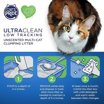 Cat's Pride Max Power: UltraClean Low Tracking Multi-Cat Clumping Litter - Keeps Paws & Home Clean - Up to 10 Days of Powerful Odor Control - 99% Dust Free - Unscented,15 Pounds,(Pack of 2)
