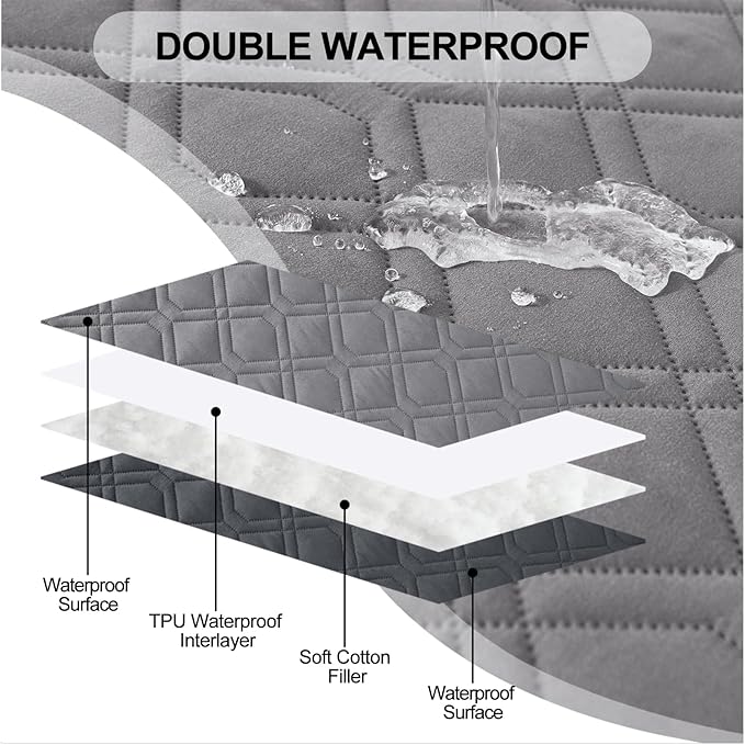 Smiry Reversible Waterproof Couch Covers for Sofa, Washable Dogs Pet Couch Covers for 3 Cushion Sofa Pet Friendly, Water Resistant Furniture Protector Slipcover, Geometric (82"x120", Grey/Dark Grey)
