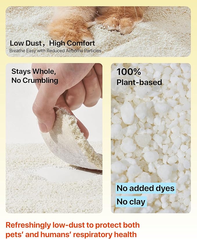 Michu Wonder Cat Litter, Cassava Plant-Based Cat Litter, Automatic Litter Box Friendly, Flushable & Fast Clumping, Low Dust Odor Control, 5.5lb/88oz - Unscented 6 Pack
