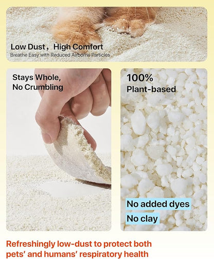 Michu Wonder Cat Litter, Cassava Plant-Based Cat Litter, Automatic Litter Box Friendly, Flushable & Fast Clumping, Low Dust Odor Control, 5.5lb/88oz - Unscented 3 Pack