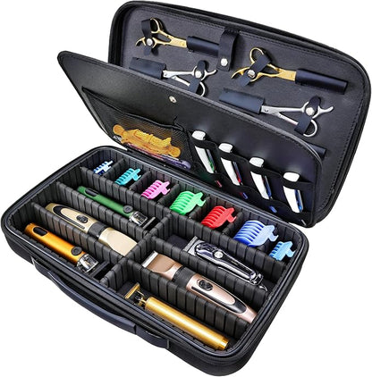 Yueieoun Barber Clippers Case for Travel, 17-inch X-Large Hair Cutting Supplies Bag for Groomer, Trimmer Razor Storage Case for Men, Pet Grooming Kits Organizer for Ufree/for Wahl/for Andis - Black