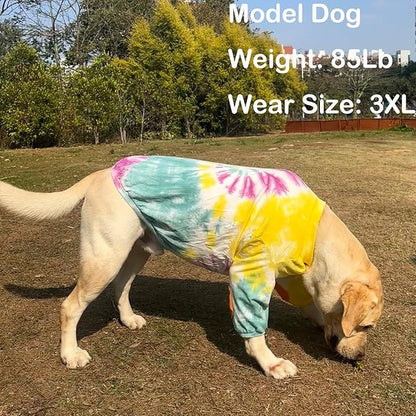 Dog Cotton Colorful Purple Yellow T-Shirts Soft and Stretchy Dog Shirt Pajamas Pets Clothes for Large Dogs(XL Purple)