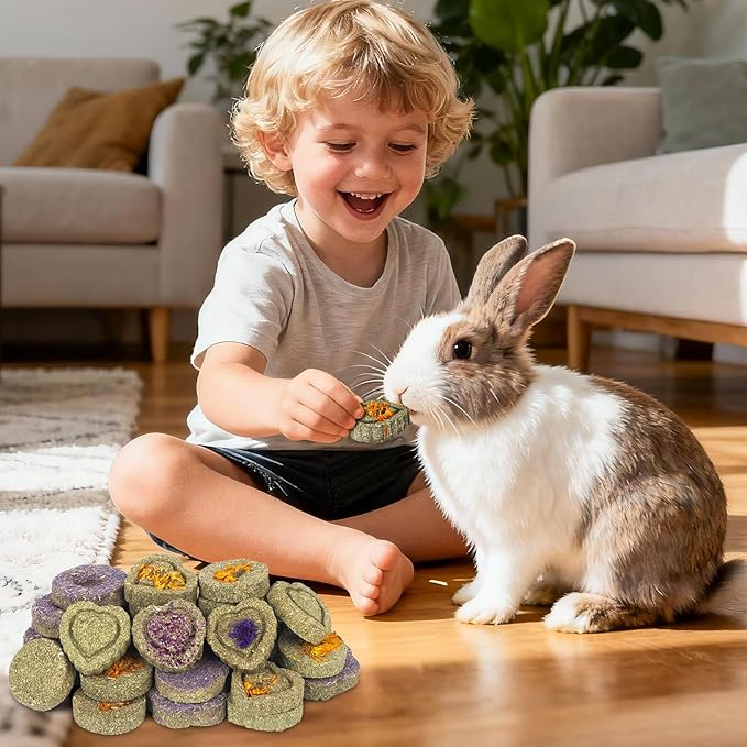 VESPRO 30PCS Guinea Pig Hay Food Natural Rabbit Chew Toys for Teeth，Hamster Toys, Bunny Chew Toys Timothy Hay Treats for Rabbits Chinchillas Rats, Small Animals Teeth Grinding