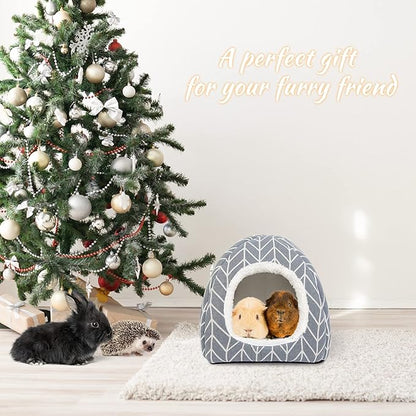 Guinea Pig Hideout Bed Dwarf Rabbit House Cave Accessories Cozy Hide-Out for Little Bunny Hedgehog Ferret Chinchilla&Other Small Animals (Grey)