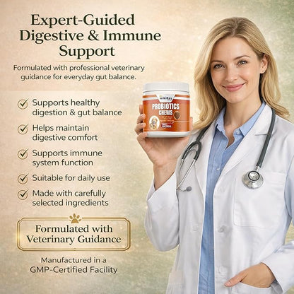 wikiRay Probiotics for Dogs – Soft Chews for Digestive Health & Immunity | 120 Chews | 3 Billion CFU, Pumpkin, Enzymes, Vitamins & Prebiotics | Made with Natural Ingredients
