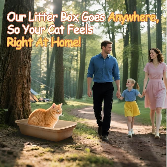 Disposable Litter Boxes for Cats Leak-Proof: 20-Pack Odor Control Sustainable Large Kitty Tray for Travel/Indoor Use