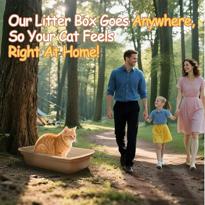 Disposable Litter Boxes for Cats Leak-Proof: 32-Pack Odor Control Sustainable Large Kitty Tray for Travel/Indoor Use