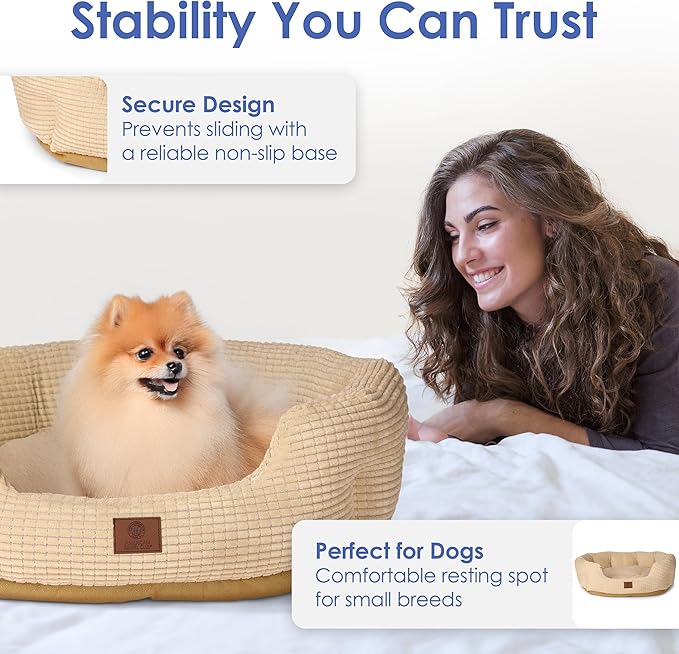 American Kennel Club 26" Clamshell Cuddler Dog Bed - Plush Popcorn Texture, Washable, Non-Slip, for Medium & Large Dogs