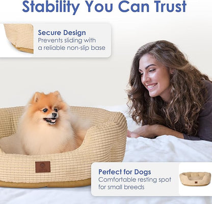 American Kennel Club 26" Clamshell Cuddler Dog Bed - Plush Popcorn Texture, Washable, Non-Slip, for Medium & Large Dogs