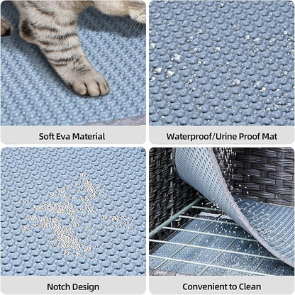 Snughome Cat Litter Box Enclosure Furniture Hidden with Cat Litter Mat, Hidden Cat Washroom Furniture with Door, Handwoven Rattan Cat Washroom Box, Indoor Pet House for Living Room, Bedroom(Grey)