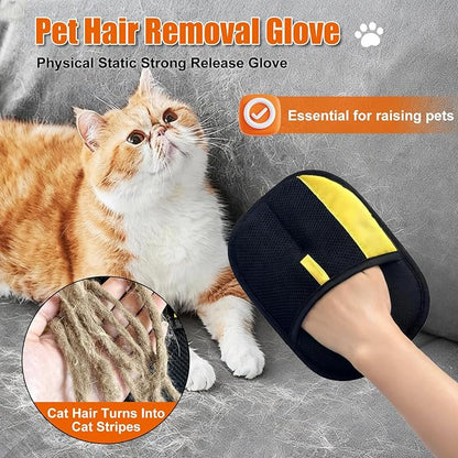 Cat Dog Hair Removal Mitt, 2 Pack Electrostatic Gloves That Work Pet Hair | Bidirectional brush fibers. Quickly cleans couch, carpet, car seat, clothing. Washable. Works on short & long hair.