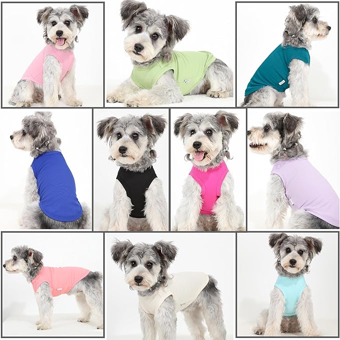 2 Pack Dog Clothes for Small Dogs Summer Dog Shirt Vest Girl Boy Lightweight Puppy T-Shirts Blank Soft and Cool Pet Clothing Sleeveless Medium Large Dog Outfit (Black+Avocado Green, Large)