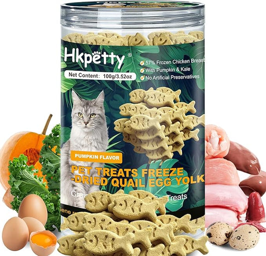 Dehydrated Cat and Dog Food Quail Egg Yolk & Pumpkin Flavor Grain Free High Protein 57% Frozen Chicken Breast, Healthy Tasty Snacks for Cats Dogs Training,Wholesome and Delicious Dog Food for Pets