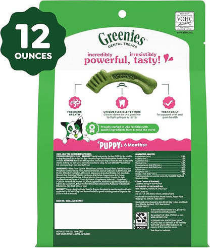 Greenies Dental Treats for Dogs, Veterinarian-Recommended Natural Puppy Treats Regular Size, 6 oz. Pack, 12 Count
