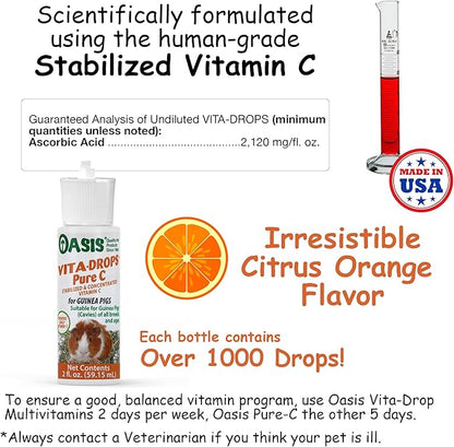 OASIS #80254 Vita Drops-Pure C for Guinea Pig, 2-Ounce, Packaging may vary