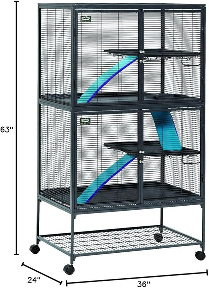 MidWest Homes for Pets Critter Nation Double Unit Small Animal Cage, 4 Tiers, Includes Pan, Shelf, Ramp & Cover, for Rats, Ferrets, Chinchillas, Sugar Gliders