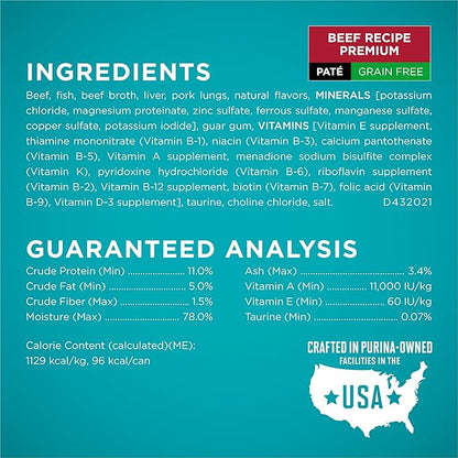 Purina ONE High Protein, Grain Free Pate Wet Cat Food Variety Pack, Grain Free Formula - (Pack of 24) 3 oz. Cans