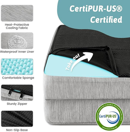 COZY KISS Cooling Dog Bed for Extra Large Dogs, Q-Max >0.4 Summer Cool Orthopedic Foam Pet Sofa Bed with Sides, Bolster Anti-Slip Couch with Washable Removable Cover, XXL 48x35x7.5 inch, Grey