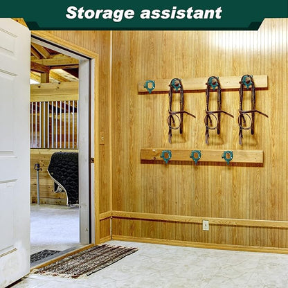 Dunzy 3 Counts Horse Bridle Rack Bracket Bridle Hooks Tack Storage Halter Hanger Metal Holder with Tubes and Screw for Horse Barn Supplies(Dark Green)