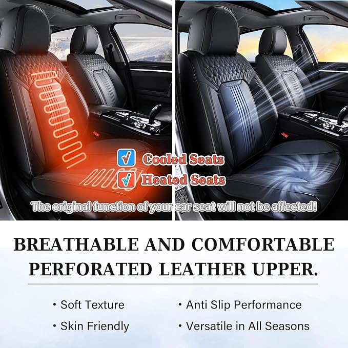 Coverado Seat Covers, Car Seat Covers Front Seats, Black Seat Cover, Waterproof Car Seat Cushion, Front Car Seat Covers Leatherette Car Seat Protector Universal Fit Most Cars