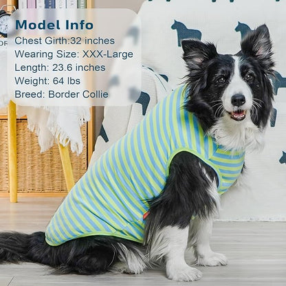 KYEESE 2Pack Dog Shirt, Soft Striped Dogs T Shirts, Lightweight Pet Tank Top, Sleeveless Dog Shirt for Large Dogs, Stretchy Comfortable Pet Vest, Blue, 3XL