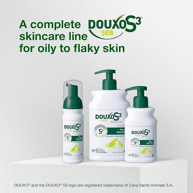 Douxo S3 Seb Mousse, Contains 0.5% Ophytrium, Odor Control & Seboregulating, For Oily to Flaky Skin, Seborrhea, For Dogs and Cats, 5.1 fl. oz. (150mL)