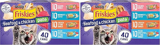 Friskies Purina Pate Wet Cat Food Variety Pack Seafood and Chicken Pate Favorites VP - 5.5 oz. Cans,(Pack of 80)