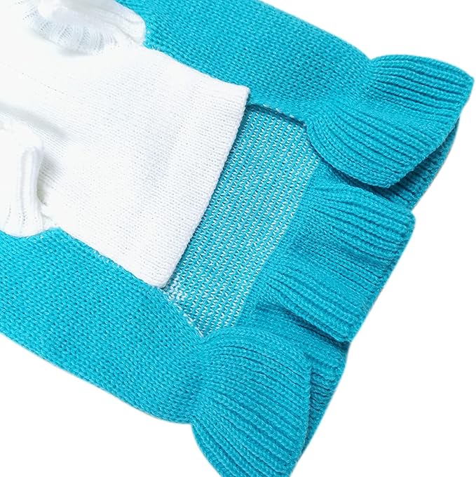 CHBORCHICEN Pet Dog Sweaters Classic Knitwear Turtleneck Winter Warm Puppy Clothing Cute Strawberry and Heart Doggie Sweater (S, Dress-Sky Blue)
