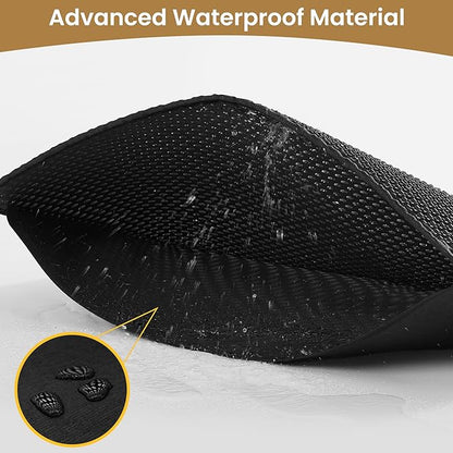 Cat Litter Mat 24x18 Inches, Honeycomb Double Layer Traps Litter & Waterproof Leatherette Bottom Prevents Urine Leaks, Durable & Easy Clean Pet Floor Protector for Cat Litter Box Area（Black）