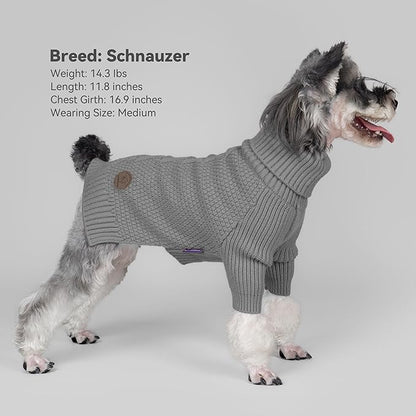 cyeollo Dog Sweaters Turtleneck Knitted Sweater with Long Sleeves Winter Pet Clothes Dog Sweaters for Small Dogs, Grey M